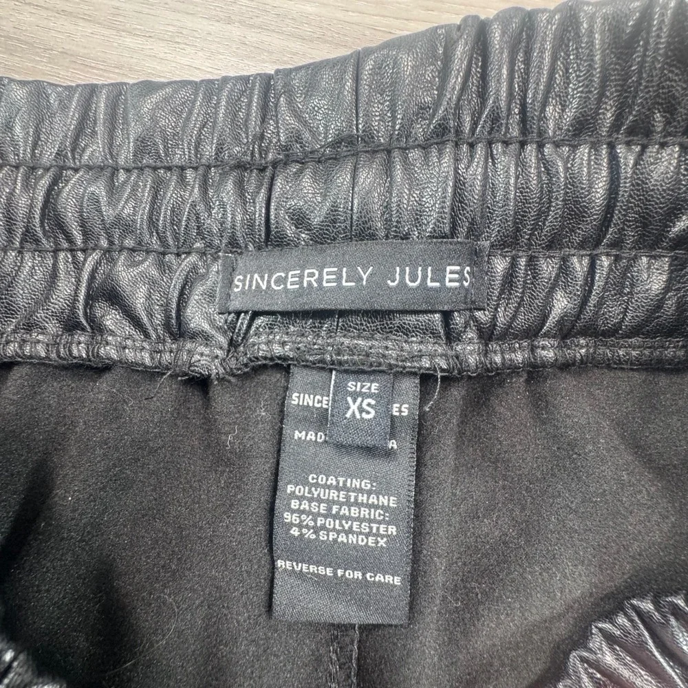Sincerely Jules Black Faux Leather High Waisted Drawstring Shorts‎ XS Aesthetic